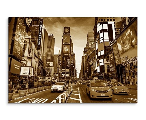 Augenblicke Wandbilder 120x80cm XXL riesige Bilder fertig gerahmt mit Keilrahmenin Sepia Amerika New York City Times Square Schnittpunkt