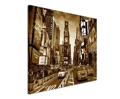 Augenblicke Wandbilder 120x80cm XXL riesige Bilder fertig gerahmt mit Keilrahmenin Sepia Amerika New York City Times Square Schnittpunkt