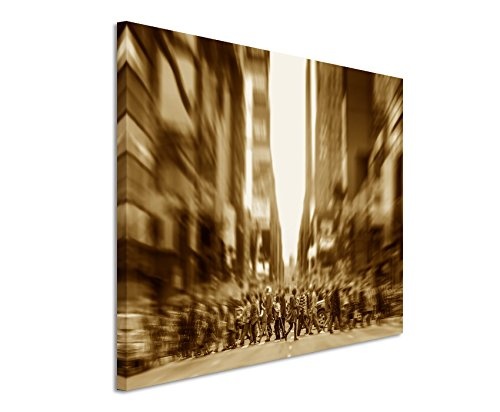 Augenblicke Wandbilder 120x80cm XXL riesige Bilder fertig gerahmt mit Keilrahmenin Sepia Stadt New York City 7te Allee Manhattan Menschen