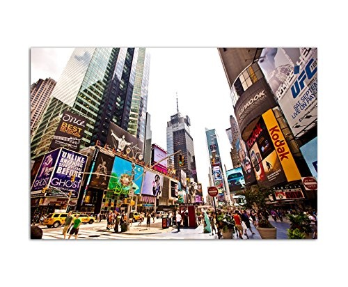 120x80cm - Fotodruck auf Leinwand und Rahmen New York City Times Square Broadway - Leinwandbild auf Keilrahmen modern stilvoll - Bilder und Dekoration