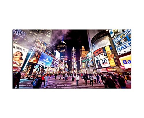 120x60cm - Fotodruck auf Leinwand und Rahmen New York Times Square Broadway Theater - Leinwandbild auf Keilrahmen modern stilvoll - Bilder und Dekoration