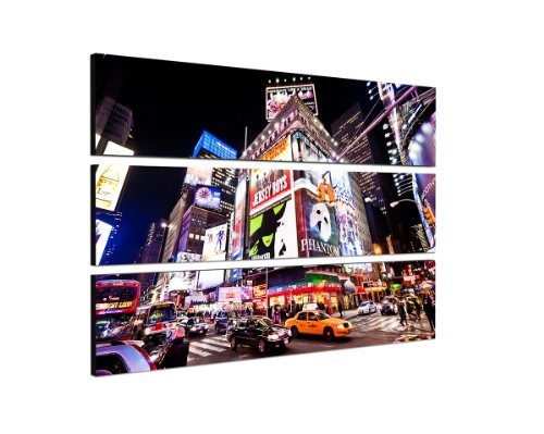 NEW York Rush hour 40x100 cm - 3 TEILIGES FOTOWANDBILD extravagantes Design stylisch und topaktuell Leinwand auf Keilrahmen Kunstdruck XXL in brillanter Farbqualität moderne Bilder Dekobilder Wanddekoration schöner wohnen