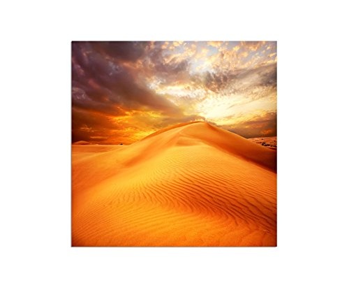 80x80cm - Fotodruck auf Leinwand und Rahmen Wüste Düne Sand Hitze Wolken - Leinwandbild auf Keilrahmen modern stilvoll - Bilder und Dekoration