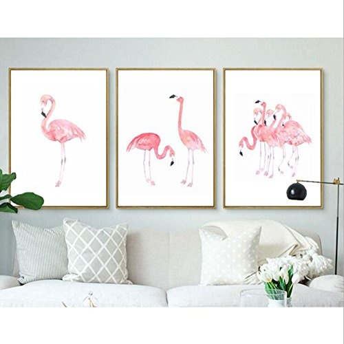 MINRAN DECOR BA Leinwanddruck Wandbilder Schlafzimmer Bloomma leinwand Bild ohne Rahmen für zu Hause Moderne Dekoration Pflanzen Muster Aquarell Flamingos, 4, 21x30cm
