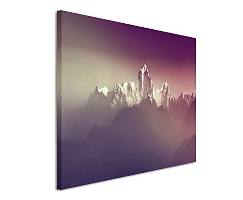 Augenblicke Wandbilder 120x80cm XXL riesige Bilder fertig gerahmt mit Echtholzrahmen in Mauve Sonnenaufgang Himalaya von Aussichtspunkt Poon Hill