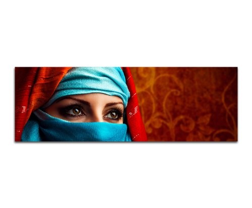 Muslimische Frau 150x50cm Panorama Wandbild auf Leinwand...