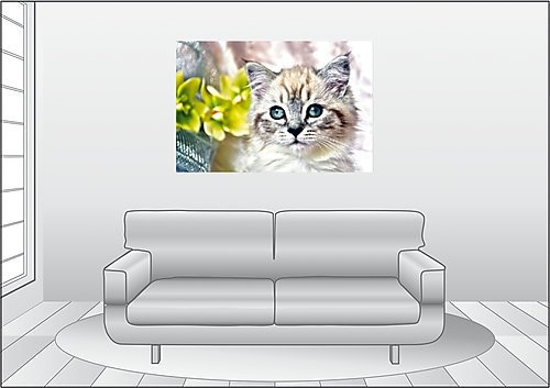 Calvendo Premium Textil-Leinwand 120 cm x 80 cm Quer, Ein Motiv aus Dem Kalender Cats IN HDR | Wandbild, Bild auf Keilrahmen, Fertigbild auf Echter Leinwand, Leinwanddruck: Blaue Augen Tiere Tiere