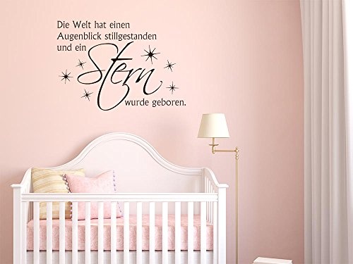 GRAZDesign Sprüche Zur Geburt Wandtattoo Zitat - Babybett Aufkleber Die Welt hat einen Augenblick stillgestanden - Wandtattoo Babyzimmer / 82x57cm / 730164_57_080