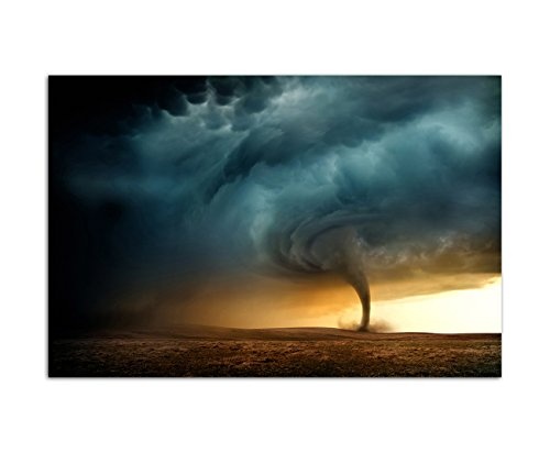 120x80cm - Fotodruck auf Leinwand und Rahmen Tornado Sturm Windhose Natur Wolken - Leinwandbild auf Keilrahmen modern stilvoll - Bilder und Dekoration