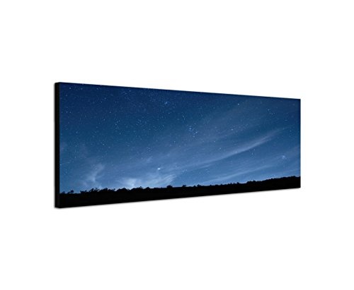 Augenblicke Wandbilder Keilrahmenbild Wandbild 150x50cm Himmel Nacht Sterne Wald