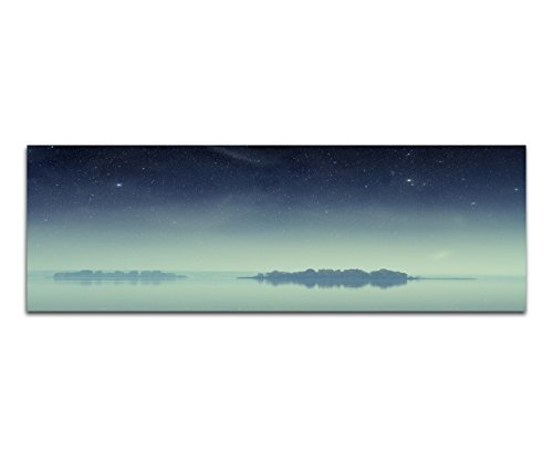 Augenblicke Wandbilder Keilrahmenbild Wandbild 150x50cm Meer Inseln Nacht Sterne