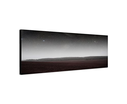 Augenblicke Wandbilder Keilrahmenbild Wandbild 150x50cm Feld Wald Nacht Sterne