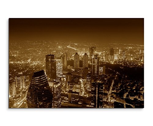Augenblicke Wandbilder 120x80cm XXL riesige Bilder fertig gerahmt mit Keilrahmenin Sepia Nachts Skyline Istanbul