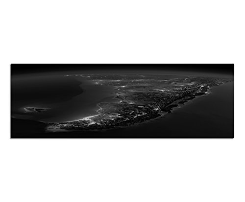 Augenblicke Wandbilder Keilrahmenbild Panoramabild SCHWARZ/Weiss 150x50cm Südamerika Draufsicht Nacht Stadtlichter