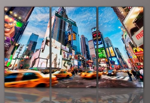 XXL NEW YORK Wandbild (NY_Life_3teilig-90x155cm) skyline Bild xxl günstig & modern Bild auf Leinwand und Keilrahmen, der aktuelle Deko Trend 2011! Modern Art Pics in hoher Qualität als original Kunstdruck - Picture Style Motiv Foto als Bild. Ein Blickfang