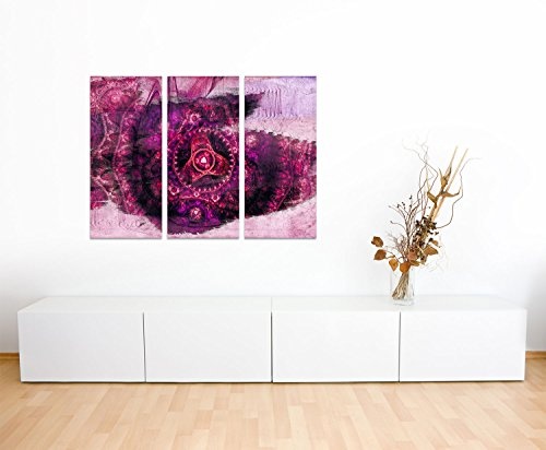 Kunstdruck pink Abstrakt492_3x90x40cm Leinwandbild XXL imposant auffallend fertig auf Keilrahmen dreiteiliges Wandbild Tryptichon