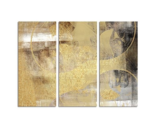 Kunstdruck Erdtöne Abstrakt413_3x90x40cm Leinwandbild XXL - Seelenklang - fertig auf Keilrahmen dreiteiliges Wandbild Tryptichon