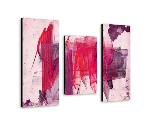 Augenblicke Wandbilder Shades of Red - 100x70cm 3-teiliges Keilrahmenbild (30x70+30x50+30x70cm) abstraktes Wandbild mehrteiliger Kunstdruck wirkt fast wie ein Gemälde - glatte Oberfläche -Vintage