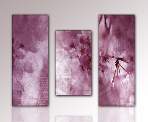 TOP PREIS Wandbild 3 teilig 100x 70 cm (purple-abstract-lavender_30x70-30x50-30x70 cm) Blumen lavendel Bild xxl günstig & modern Bild auf Leinwand und Keilrahmen, der aktuelle Deko Einrichtung modern! Wandbilder Modern Art Pics in hoher Qualität als origi