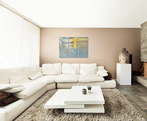 3 teiliges Leinwand-Bild 3x90x40cm (Gesamt 130x90cm) Abstraktes Pastellgemälde auf Leinwand exklusives Wandbild moderne Fotografie für ihre Wand in vielen Größen