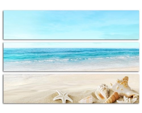 Paradiesische Verführung 140x100 cm - 3 teiliges Wandbild türkis sand topaktuelles Design topaktuell Leinwand auf Keilrahmen Kunstdruck XXL in brillanter Farbqualität moderne Bilder Dekobilder Wanddekoration schöner wohnen