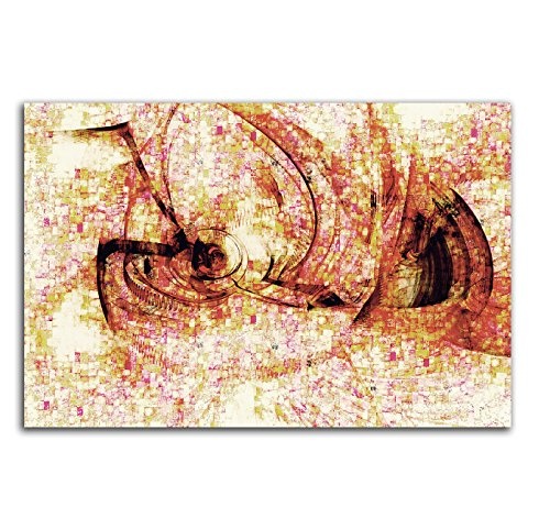 Das Ende eines Traums - Abstrakt333_100x70cm Bild auf Leinwand creme oker-gelb rot schwarz Abstraktes Motiv einteiliges Dekobild Kunstdruck auf Keilrahmen