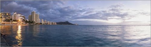 Leinwandbild 130 x 40 cm: Waikiki Beach in den letzten...