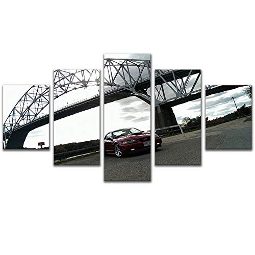 Fengfeng Leinwand Wandkunst, Sea Bridge Kunstwerk Ozean Bild Druck auf Leinwand Set für Wohnzimmer Dekor, gerahmt 5 Panel fertig zum Aufhängen (10W x20H),5,D