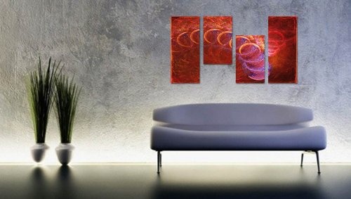 Augenblicke Wandbilder 130x70cm 4 teiliges Keilrahmenbild (50x70+30x50+30x50+30x70cm) abstraktes Wandbild mehrteilig Gemälde-Stil handgemalte Optik Vintage