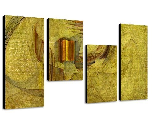 Augenblicke Wandbilder 130x70cm 4 teiliges Keilrahmenbild klassisch elegant (30x70+30x50+30x50+30x70cm) abstraktes Wandbild mehrteilig Gemälde-Stil handgemalte Optik Vintage