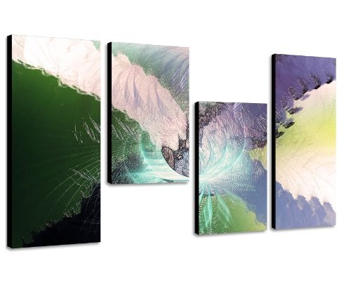 Augenblicke Wandbilder Frühlingsfarben 130x70cm 4 teiliges Keilrahmenbild (30x70+30x50+30x50+30x70cm) abstraktes Wandbild mehrteilig Kunstdruck im Gemälde-Stil - optisch wie handgemalt Vintage