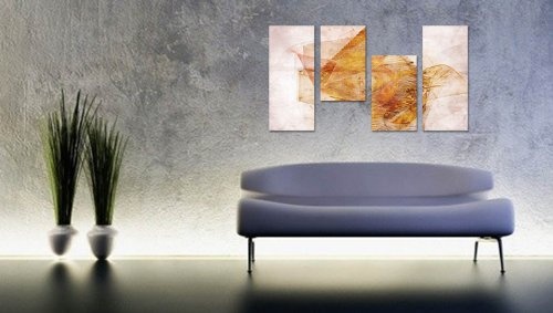 Augenblicke Wandbilder WOW - 130x70cm 4 teiliges Keilrahmenbild (50x70+30x50+30x50+30x70cm) abstraktes Wandbild mehrteilig Gemälde-Stil handgemalte Optik Vintage