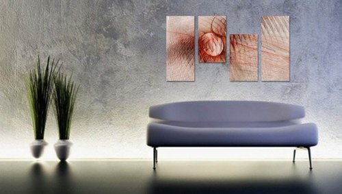 Augenblicke Wandbilder Abstrakte Formation 130x70cm 4 teiliges Keilrahmenbild (30x70+30x50+30x50+30x70cm) abstraktes Wandbild mehrteilig Kunstdruck im Gemälde-Stil - optisch wie handgemalt Vintage