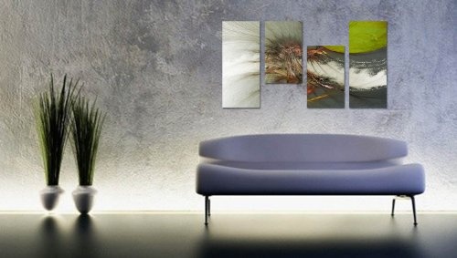 Augenblicke Wandbilder Abstrakte Formen - 130x70cm 4 teiliges Keilrahmenbild (30x70+30x50+30x50+30x70cm) abstraktes Wandbild mehrteilig Gemälde-Stil handgemalte Optik Vintage