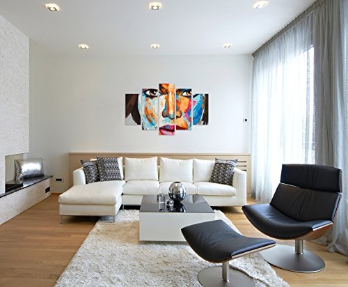 Bilderskulptur 5 teilig Breite 150cm x Höhe 100cm Buntes modernes Ölgemälde - Frauenportrait auf Leinwand exklusives Wandbild moderne Fotografie für ihre Wand in vielen Größen