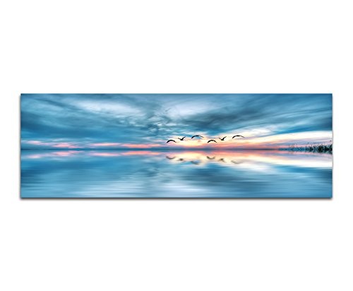 Augenblicke Wandbilder Leinwandbild als Panorama in 150x50cm Meer Himmel Wolken Vögel