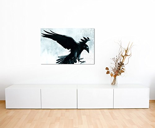 Sinus Art Wandbild 120x80cm Bild - Schwarze Krähe im Mondlicht