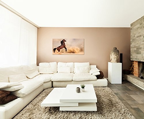 120x60cm - Fotodruck auf Leinwand und Rahmen Pferd Wüste Sandsturm Arabien - Leinwandbild auf Keilrahmen modern stilvoll - Bilder und Dekoration
