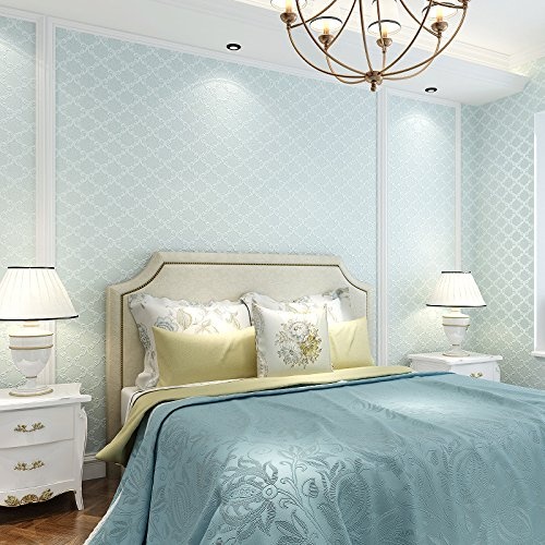 YIWAN Einfache dreidimensionale Schlafzimmer Wohnzimmer Hintergrund Tapeten hellblau 0,53 m * 9,5 m