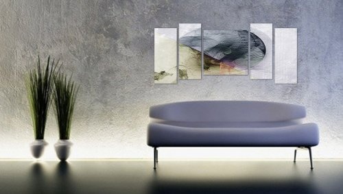 Melody of life - elegantes Wandbild 130x60cm 5-teiliges Keilrahmenbild (20x50+20x50+40x40+20x50+20x50cm) abstraktes Wandbild mehrteiliger Kunstdruck im Gemälde-Stil - optisch wie handgemalt - glatte Oberfläche - Vintage