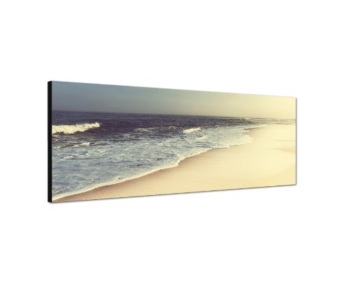 Augenblicke Wandbilder Keilrahmenbild Wandbild 150x50cm Meer Strand Wolkenschleier Vintage