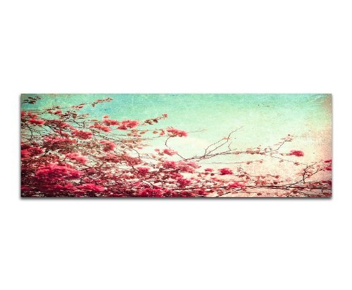 Augenblicke Wandbilder Keilrahmenbild Wandbild 150x50cm Blumen Zweige Blüten Vintage