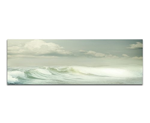 Augenblicke Wandbilder Keilrahmenbild Wandbild 150x50cm Meer Welle Wolkenhimmel Vintage