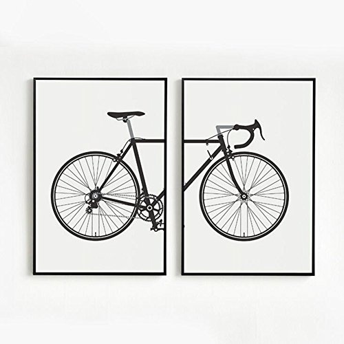 MINRAN DECOR Leinwanddruck Wandbilder Schlafzimmer Bloomma leinwand Bild ohne Rahmen für zu Hause Moderne Dekoration Pflanzen Muster Schwarz-Weiß Minimalist Pop Art Fahrrad Radfahren, 03, 40x50cm