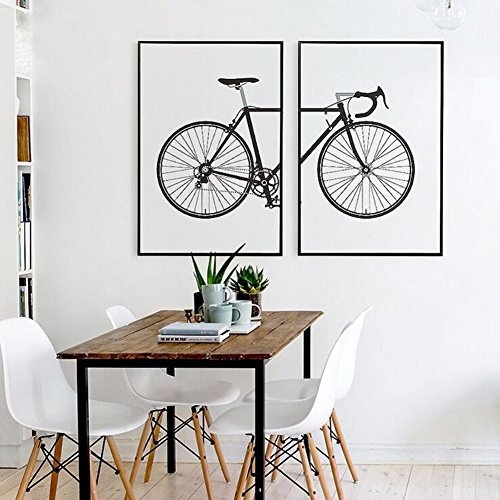 MINRAN DECOR Leinwanddruck Wandbilder Schlafzimmer Bloomma leinwand Bild ohne Rahmen für zu Hause Moderne Dekoration Pflanzen Muster Schwarz-Weiß Minimalist Pop Art Fahrrad Radfahren, 03, 40x50cm