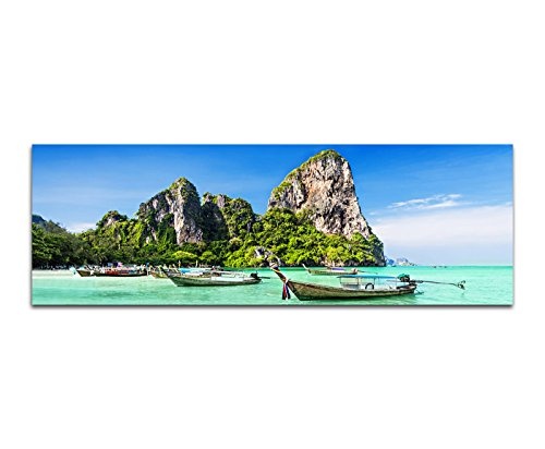 Sinus Art Wandbild 150x50cm Thailand Meer Strand Felsen Boote