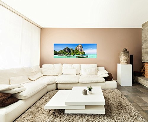 Sinus Art Wandbild 150x50cm Thailand Meer Strand Felsen Boote