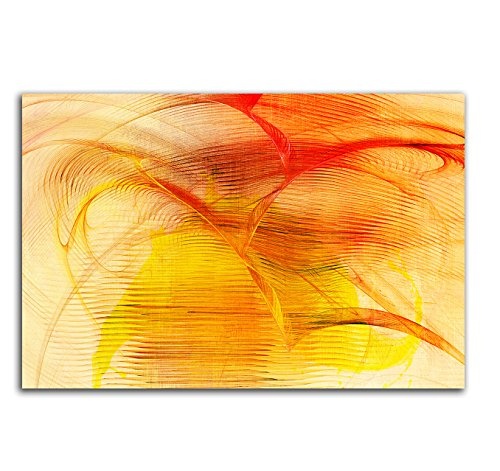 100x70cm LeinLeinwandbild Abstrakt056 einteiliges Leinwandbild warme Farben orange gelb zeitlose Dekoration Kunstdruck Blickfang