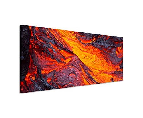 Wunderschönes Wandbild 150x50cm traumhaftes Natur Bild - Flüssige Lava des Tolbachik Vulkans