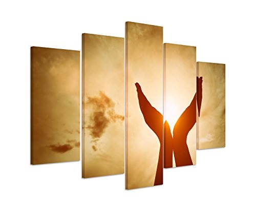 Bild Bilder 5 teilig gesamt 150x100cm Kunstbilder - Die Sonne in den Händen